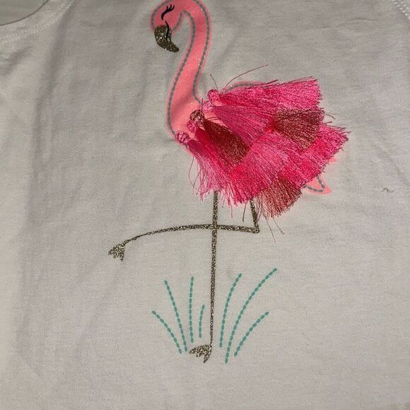 *New* Tommy Bahama White Pink Flamingo Top & Striped Shorts Set Girls M/S - Picture 3 of 9